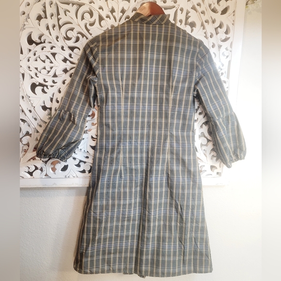 RARE MOSCHINO JEANS PLEATED RUFFLE COTTAGECORE PLAID LONGSLEEVE MIDI DRESS SZ:2 - Picture 3 of 16
